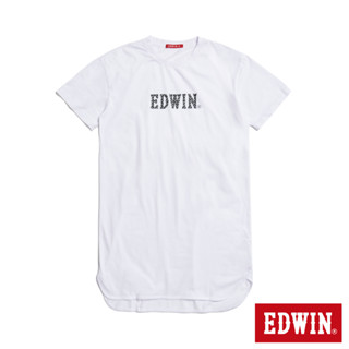 EDWIN 女款 人氣復刻款 經典LOGO長版短袖T恤(白色)