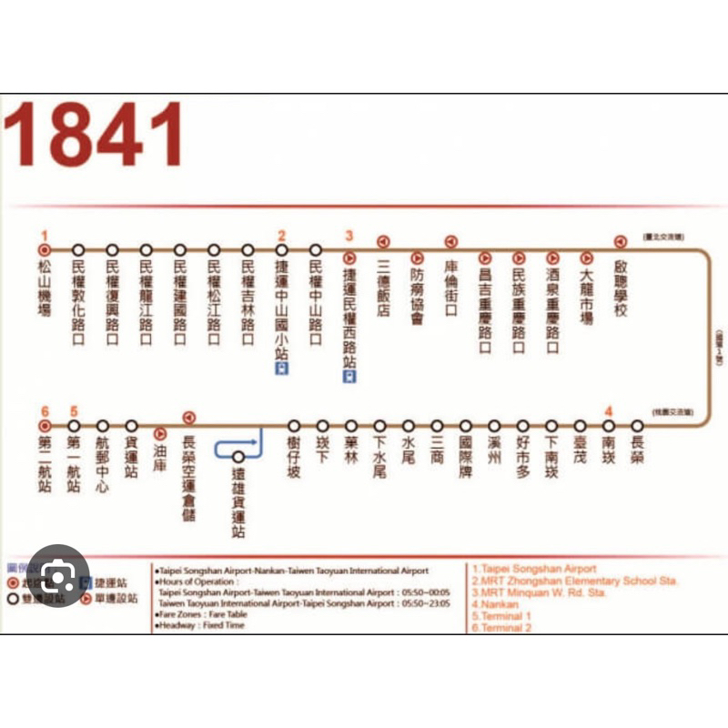 國光客運車票（1841）台北/松山機場-南崁-桃園機場 桃園機場客運/桃園機場巴士