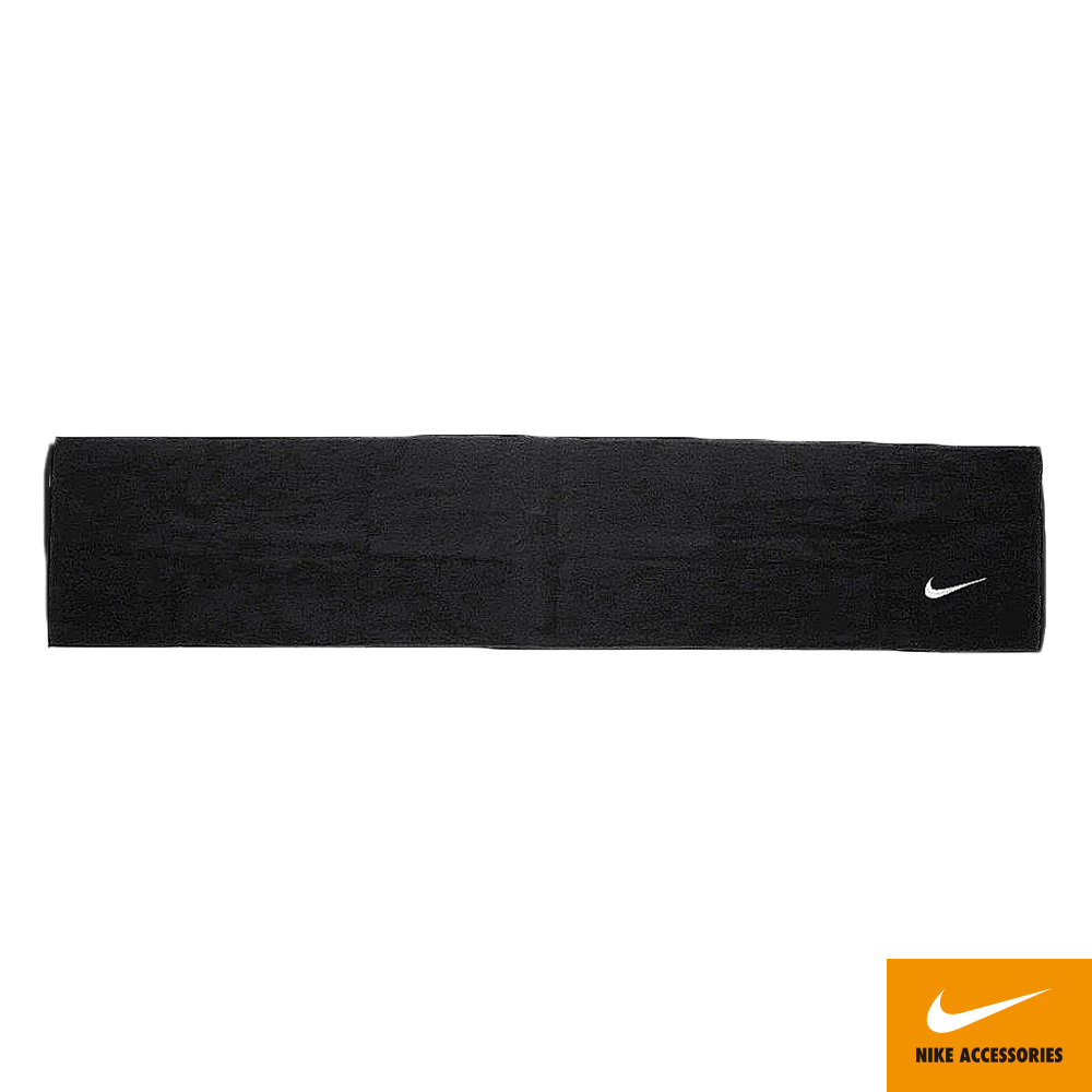 NIKE SOLID CORE長型毛巾(120x25cm) 戶外運動素色簡約刺繡純棉柔軟舒適吸水佳 黑米綠珊瑚枚粉灰藍粉