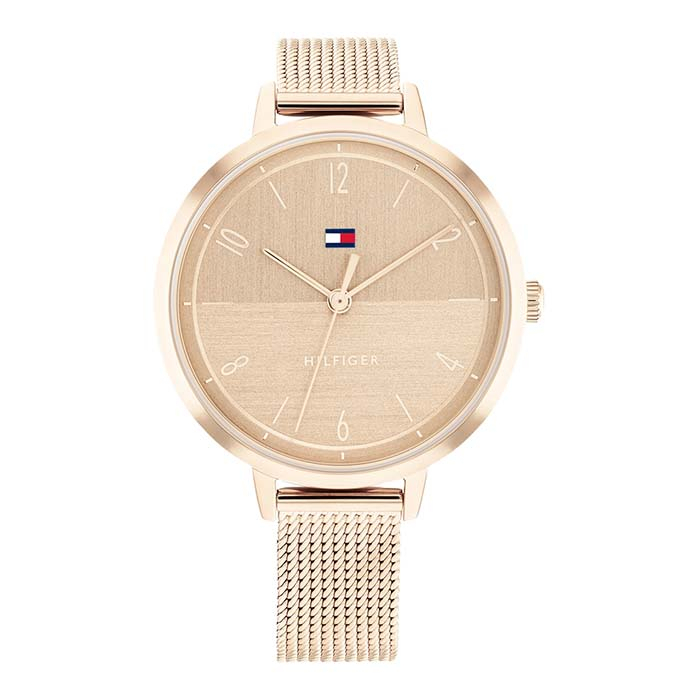 【Tommy Hilfiger】1782580 簡約三針 撞色 數字 米蘭錶帶女錶 38mm 玫瑰金 台南 時代鐘錶