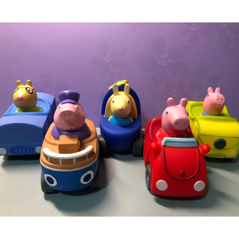 ［二手］五台合售 Peppa pig佩佩豬/小豬佩奇佩琪 小小推車玩具8cm