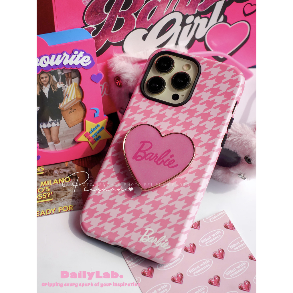 ✨預購✨ 芭比 barbie 韓國 手機殼 手機套 支架 愛心 千島格 y2k 可愛 日系 地雷系 芭比娃娃 美泰兒