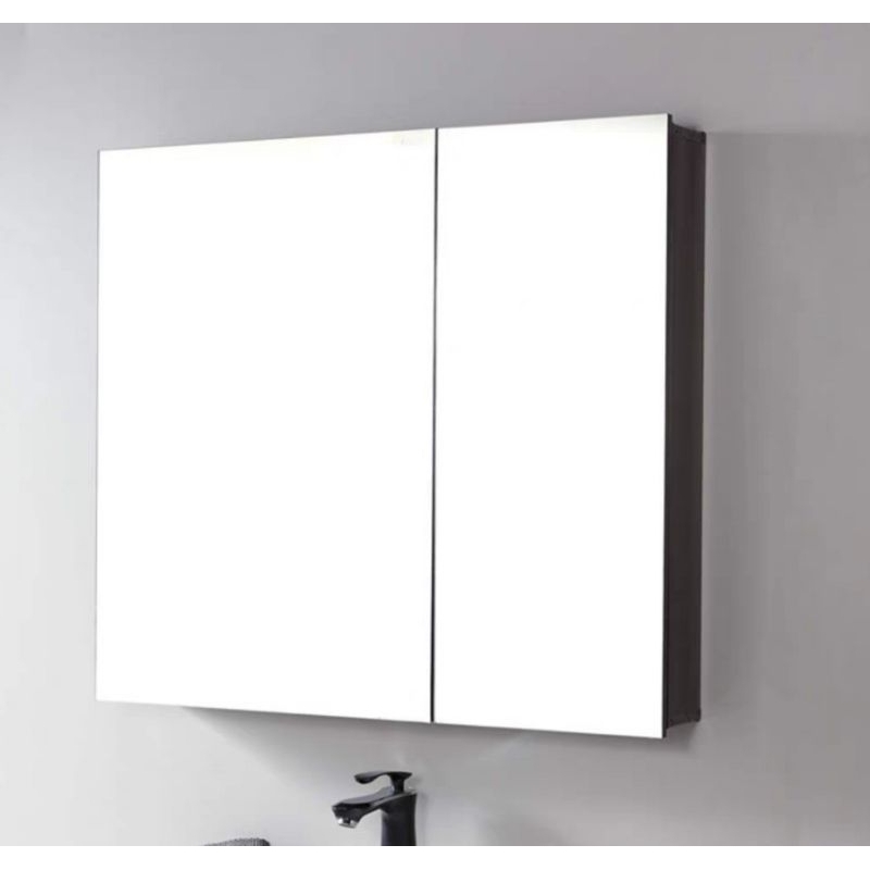 壁掛式鏡櫃 鋁 70×60×12cm 黑色現貨