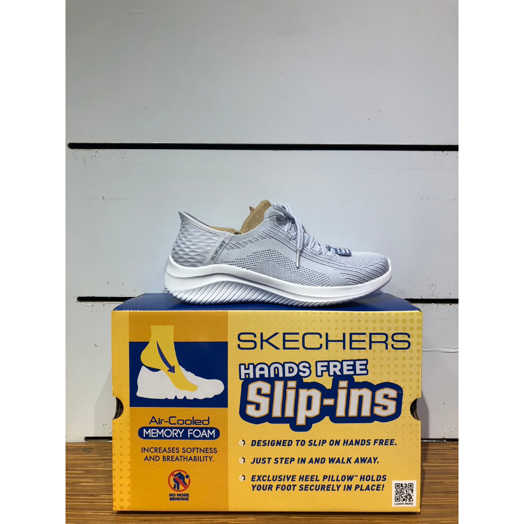 【清大億鴻】Skechers 女款 Slip-Ins 淺灰色 寬楦瞬滑運動鞋149711LTBL