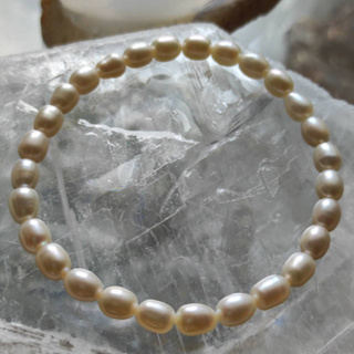 實品拍照📸 台中水晶 ☾ 天然淡水珍珠 珍珠手鍊 米型珍珠 單圈 手圍15-16 天然珍珠手鏈 好品質