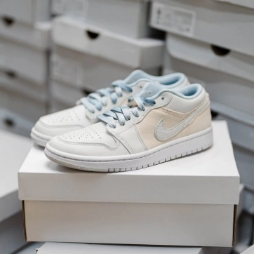 Nike Air Jordan 1 Low SE Canvas 奶油灰藍帆布 DQ4151-500 女鞋。