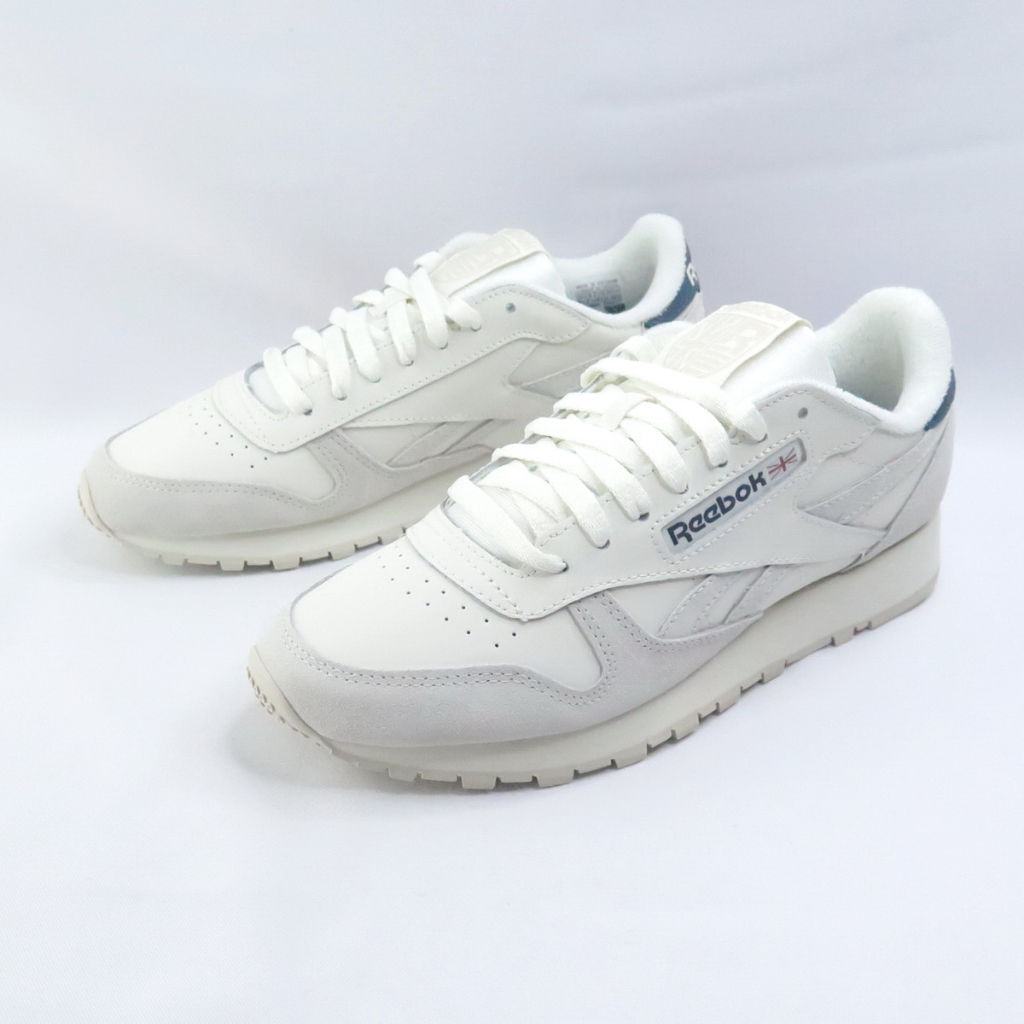 REEBOK Classic Leather 男休閒鞋 慢跑鞋 100032773 米白x藍【iSport愛運動】