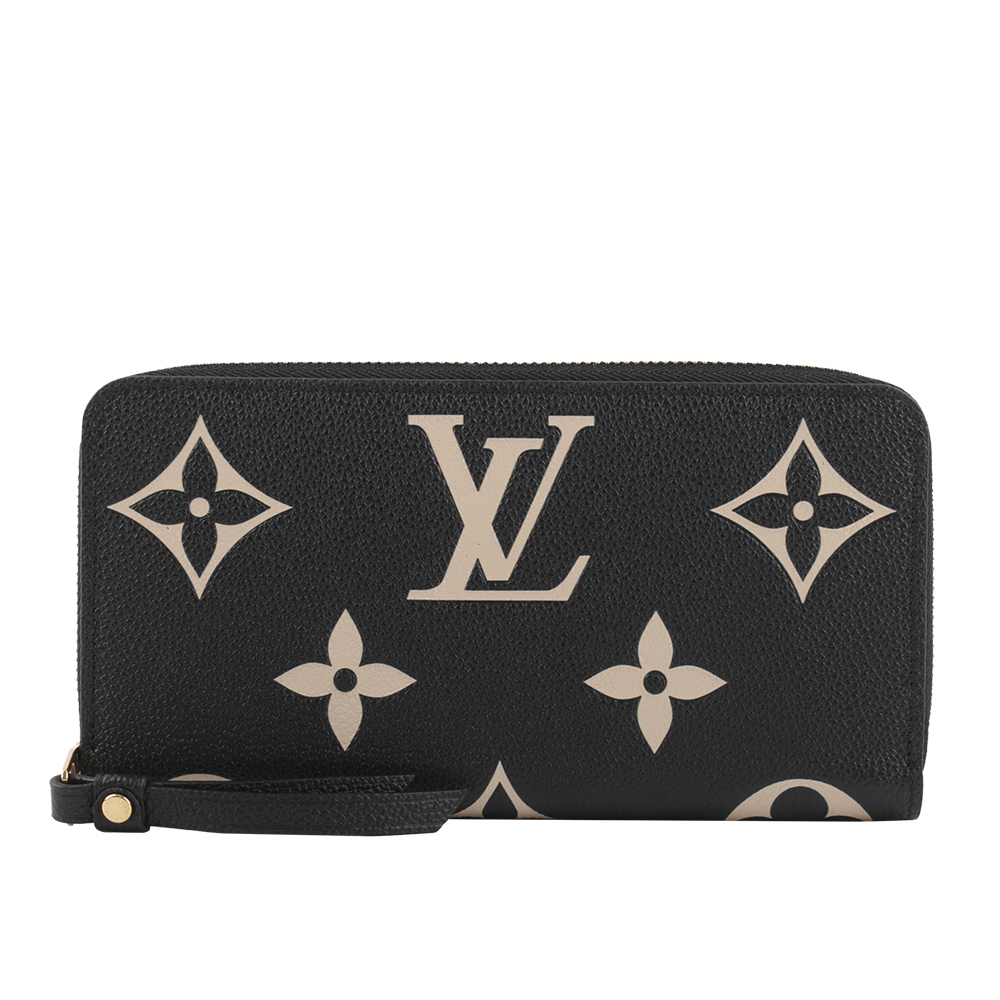 LV 新款Monogram 雙色牛皮壓紋長夾(黑色/米白色) M80481