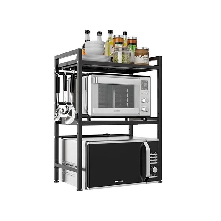 【現貨】置物架 收納架 18方管雙層微波爐置物架 廚房置物架 伸縮式微波爐架 烤箱架 電鍋架 微波爐架 興雲網購旗艦店