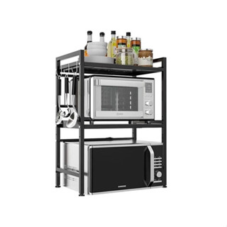 【現貨】置物架 收納架 18方管雙層微波爐置物架 廚房置物架 伸縮式微波爐架 烤箱架 電鍋架 微波爐架 興雲網購旗艦店