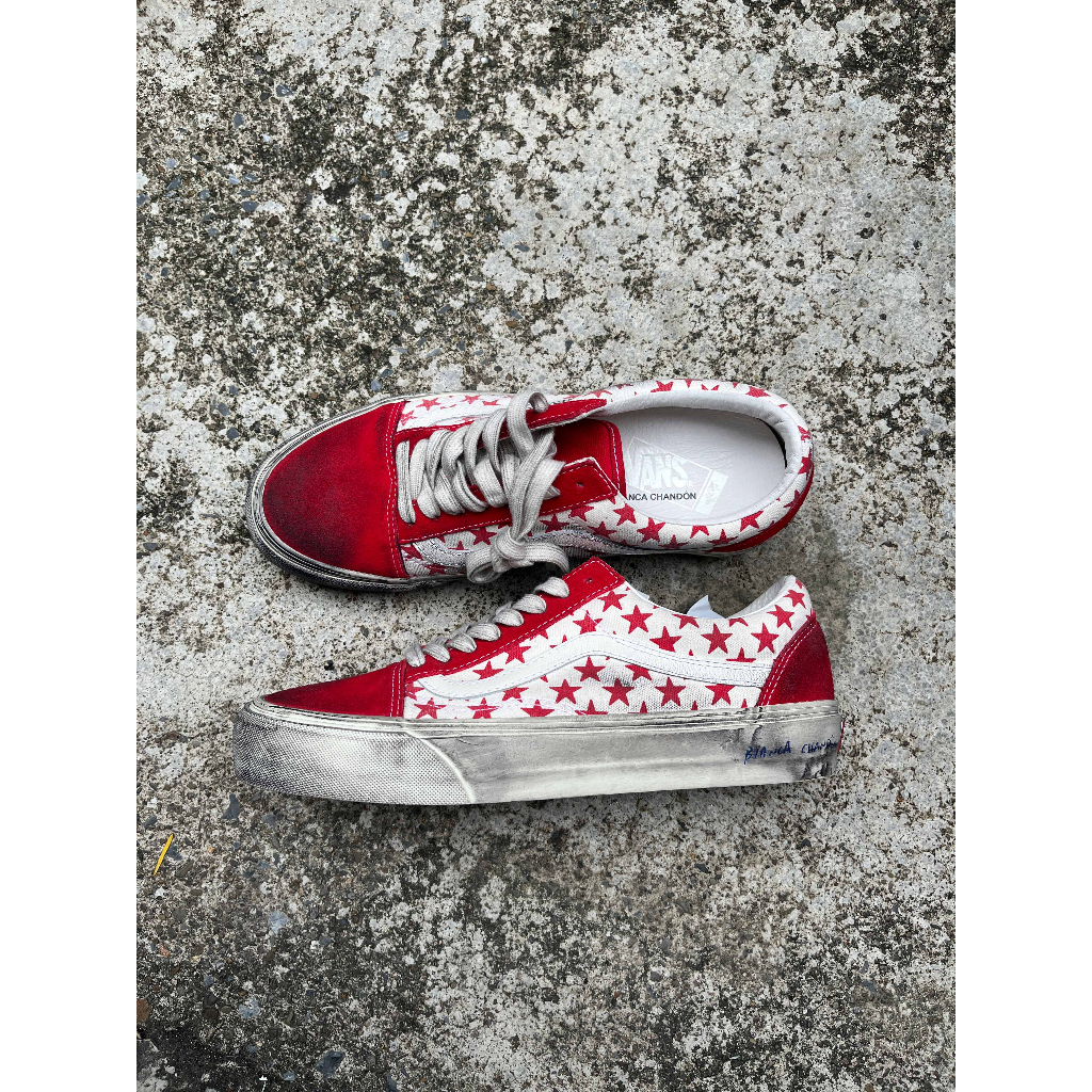 VANS VAULT Bianca Chandôn OG OLD SKOOL VLT紅白星髒髒鞋 VN0A4BVFY52