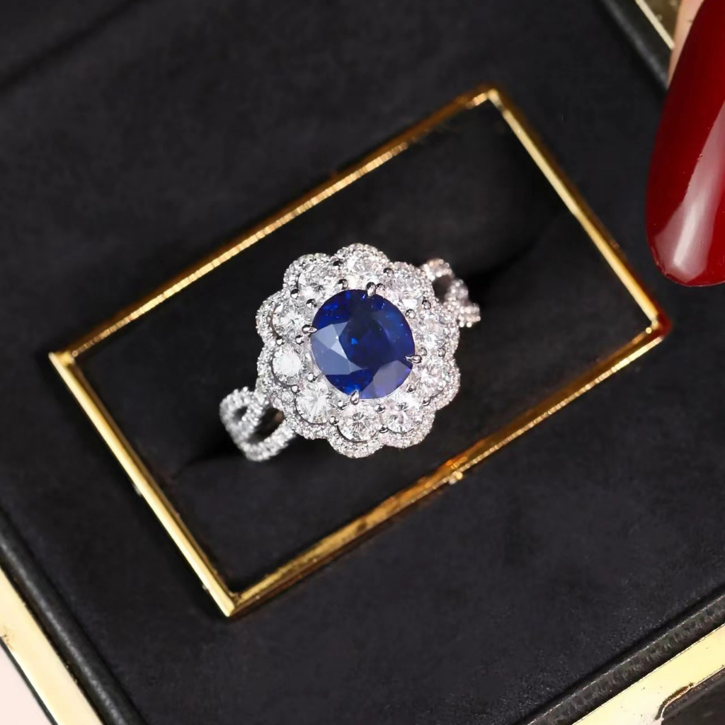 現貨 斯里蘭卡 1克拉  Vivid blue 皇家藍 藍寶石 頂級濃郁 S925銀 戒指 可調式戒圍10095