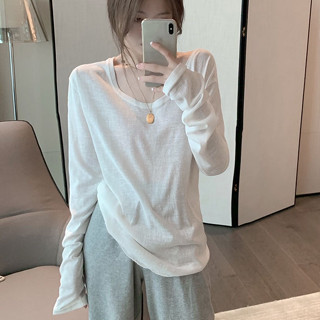 【JODIES】長袖薄款防曬衣服女 夏季薄款長袖T恤女 韓版寬鬆顯瘦冰絲中長款白色防紫外線上衣 薄款罩衫 素色基本款女裝