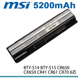 電池適用於MSI 微星 BTY-S14,BTY-S15,CR650,CX650,CR41,CR61,CR70 6芯