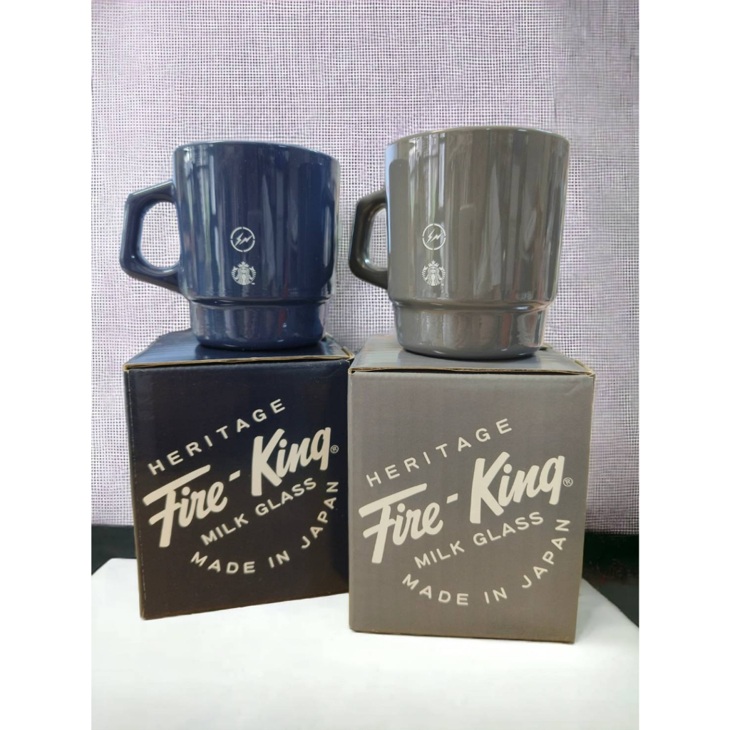 [現貨] 日本 絕版品 Starbucks星巴克x藤原浩 Fire-King 聯名馬克杯 207ml (灰/藍)