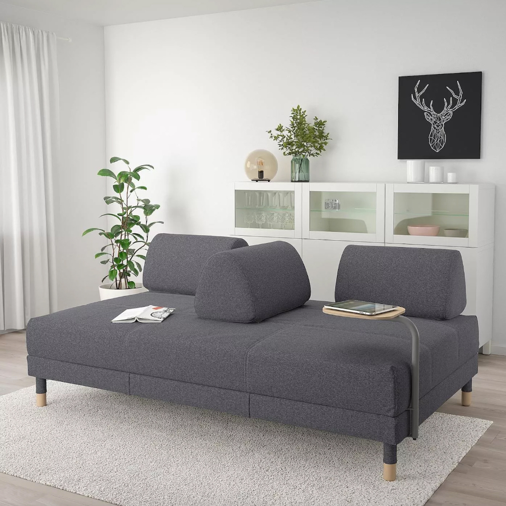 絕版品/北歐IKEA宜家FLOTTEBO沙發床附邊桌/可沙發可當床可收納/灰色/二手八成新/原$19990特$11500
