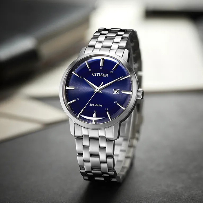 【CITIZEN 星辰】BM7461-85L 光動能 數字 日期顯示 鋼錶帶男錶 藍/銀 40mm 台南 時代鐘錶