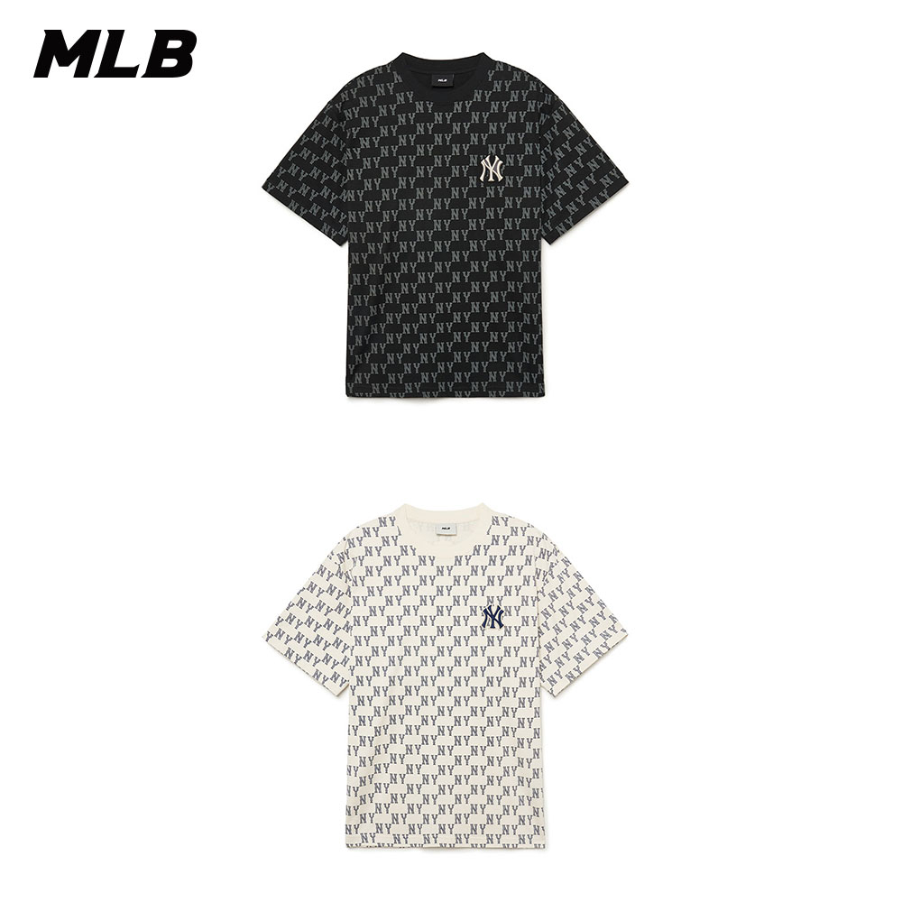 MLB 短袖T恤 MONOGRAM系列 紐約洋基隊 (3ATSM0134-兩色任選)【官方旗艦店】