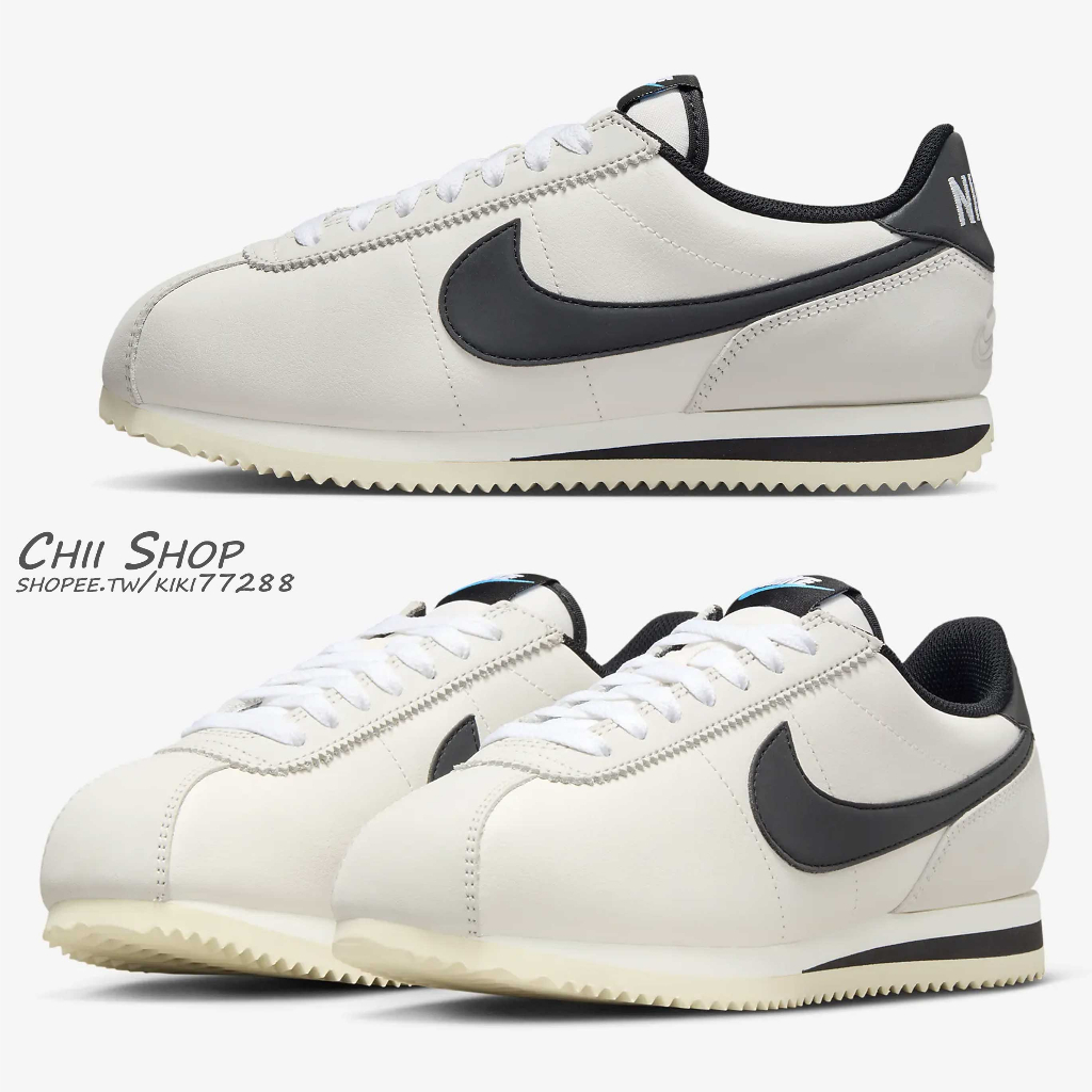 【CHII】零碼瑕疵 日本 NIKE CORTEZ 女款 阿甘鞋 夜光 米白黑勾 FN7650-030