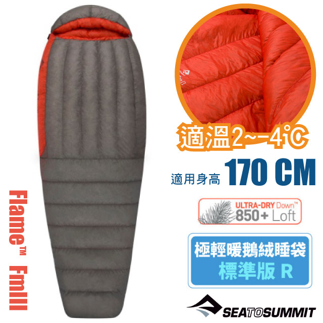 【Sea To Summit】FM2極輕暖鵝絨睡袋(女)R-標準版(2~-4℃ 僅505g 右開)_深灰_STSAFM2