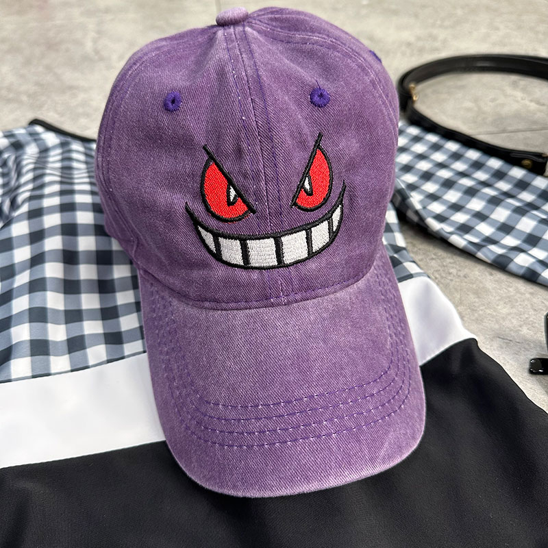 ANNAS 耿鬼 帽子 棒球帽 老帽 寶可夢 pokemon 水洗牛仔布 男女 情侶帽 Pokémon 紫色 皮卡丘