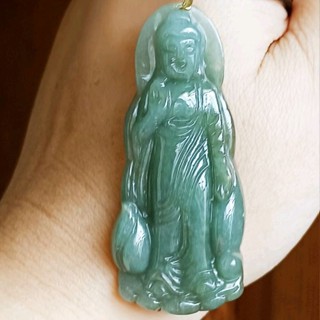 玉貴人…天然大尊佛祖 阿彌陀佛 油青滿綠翡翠玉墜項鍊，送證書
