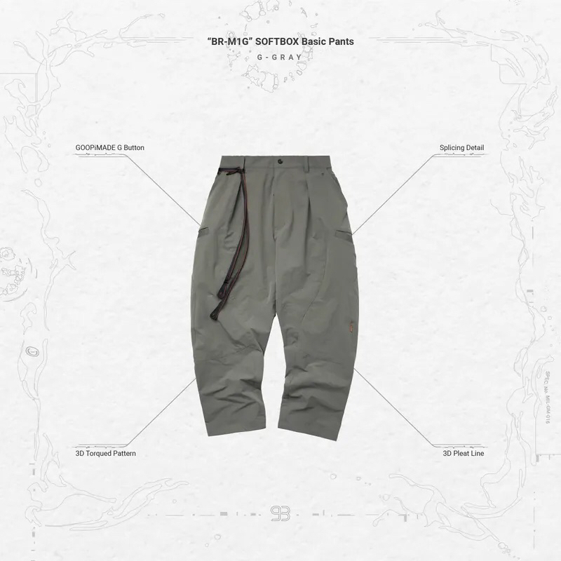 Goopi “BR-M1G” SOFTBOX Basic Pants - G-Gray 展場優先款