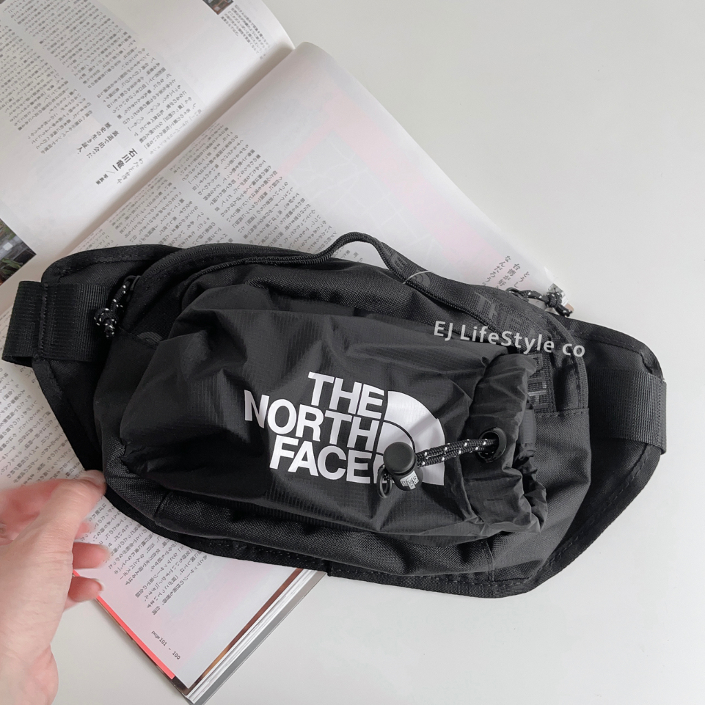 -EJ- 現貨 THE NORTH FACE TNF 腰包 黑色 大LOGO 側背包 抽繩 NF0A52RYJK3