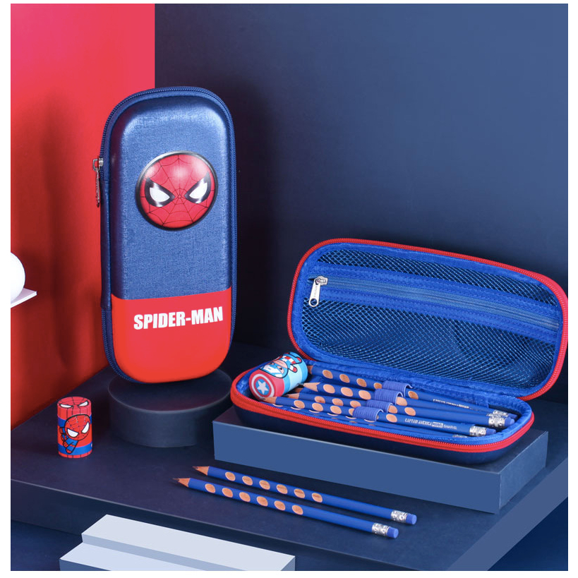 漫威 兒童鉛筆盒  3D卡通鉛筆盒(蜘蛛人  美國隊長  鋼鐵人  艾莎  動物方程式)鐵鉛筆盒  筆袋 火車鉛筆