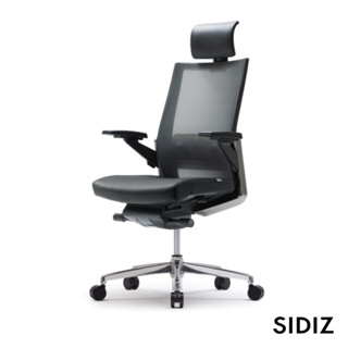【SIDIZ】T80 網背真皮頂級人體工學椅 (金屬腳 黑皮)｜官方旗艦店