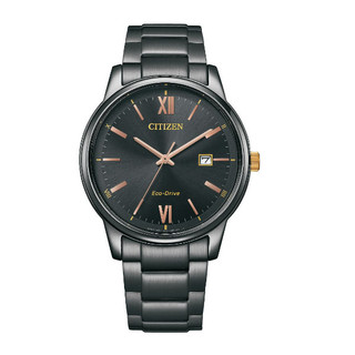 CITIZEN星辰 Eco-Drive 簡約三針情侶對錶男錶 BM6976-72E 全黑