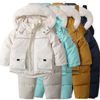 2023冬季嬰幼童加厚羊羔絨羽絨棉滑雪服/兒童毛領連帽加厚保暖外套/男女童戶外防寒外套/兒童外套