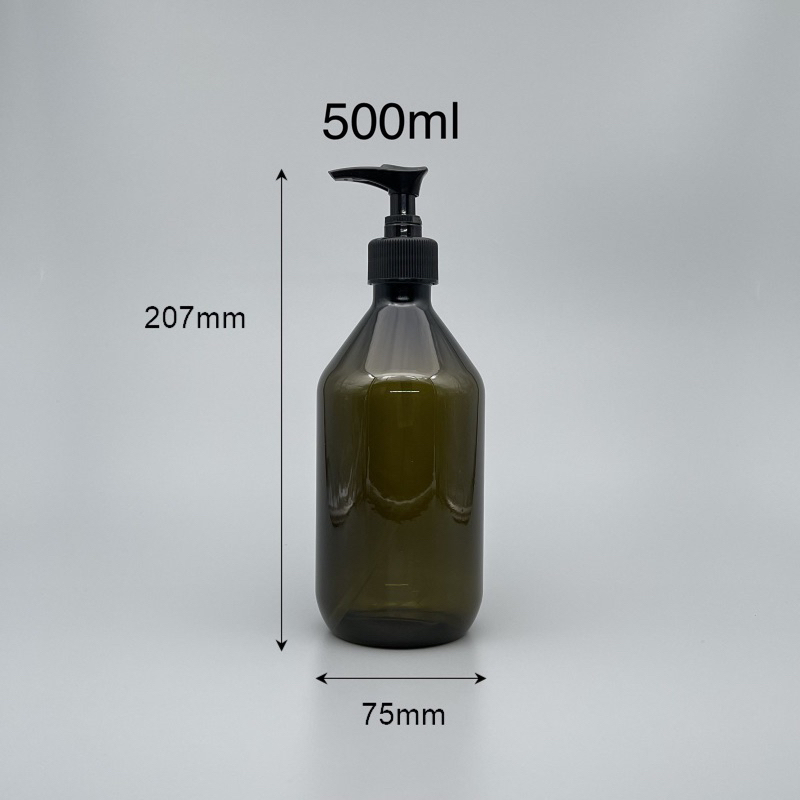500ml橄欖綠斜肩塑膠壓瓶(商品100%台灣製造)