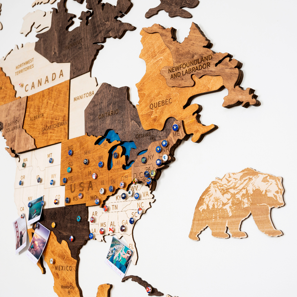 【Hyperi官方】3D木製世界地圖(XL)🎁 | 立體地圖 世界地圖壁貼 實木地圖 居家擺飾 餐廳裝潢 木質地圖國旗