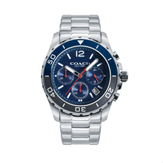 COACH | 經典KENT系列 帥氣三眼計時腕錶/手錶/男錶 - 不鏽鋼錶帶x藍面 14602555