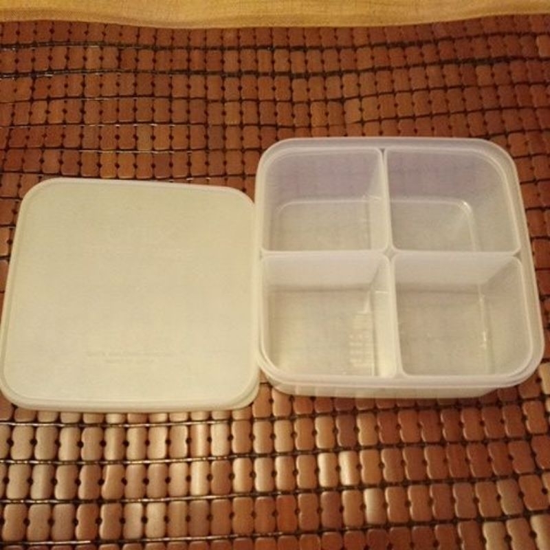 日本 ASVEL. 日本製造 4格 分隔收納保鮮盒 保鮮盒 便當盒 備料盒  置物盒 2L 二手