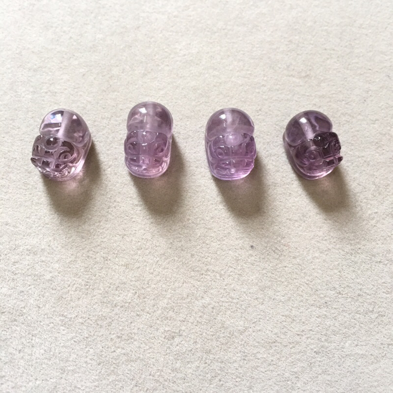 天然水晶 紫水晶 貔貅 通孔配飾 擺件 雕件 圓屁股 大牙齒 帶錢幣 水晶雕件 串珠材料 公仔 萌寵