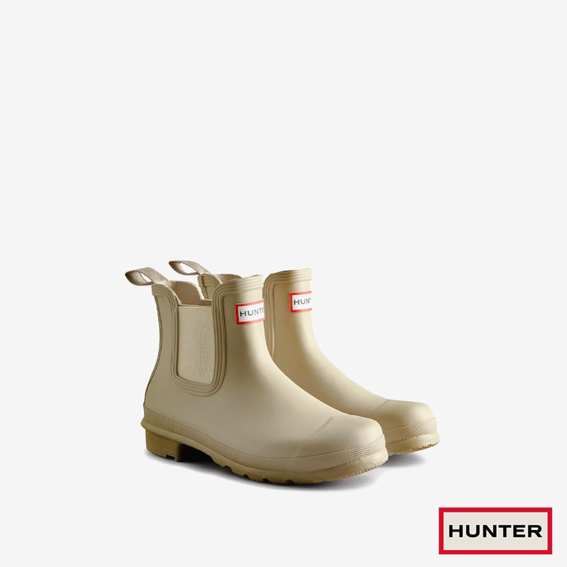 Hunter女鞋 - Original新版切爾西霧面踝靴-米灰色