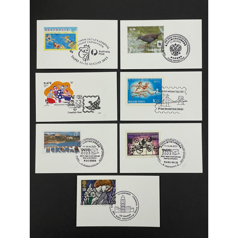 台北2023亞洲郵展 七國紀念章 贈送德國燈塔活頁卡(郵票圖案隨機)