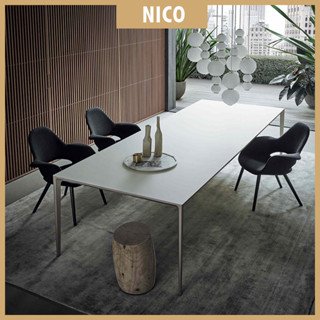 NICO【品質保證】桌子 餐桌 巖板餐桌 簡約餐桌 航空鋁製桌腳 穩固不搖晃 巖板石材 耐磨耐熱防刮 可客製多種尺寸