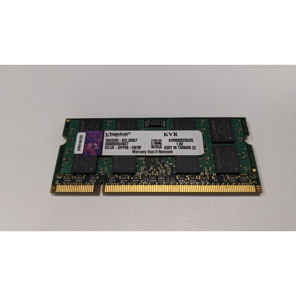 (大台北面交價優)金士頓DDR2 800MHZ筆電用記憶體 KVR800D2S6/2G
