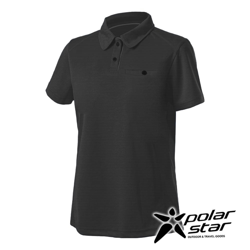 【PolarStar】男排汗休閒短袖POLO衫『黑色』P23113