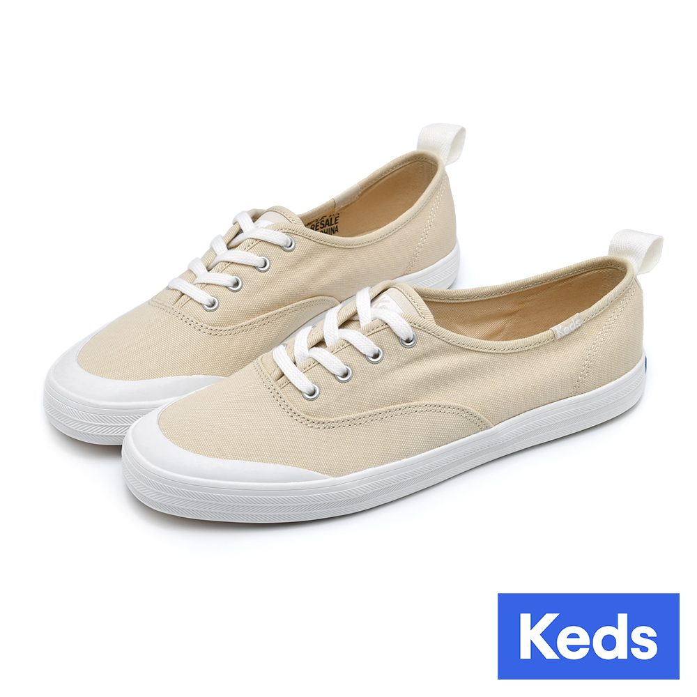 【Keds】CHAMIPON 復古率性帆布綁帶休閒鞋-燕麥色 (9233W112225)