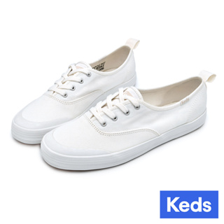 【Keds】CHAMIPON 復古率性帆布綁帶帆布休閒小白鞋-白 (9233W112227)