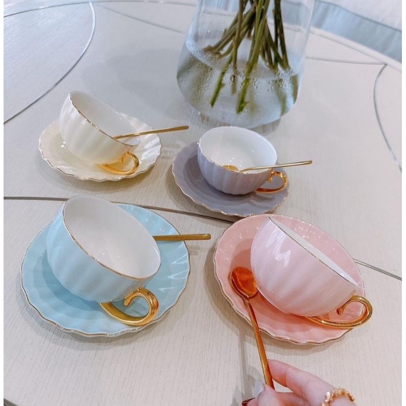 《全新現貨》Wstyle 咖啡杯組 茶杯組 下午茶杯組 咖啡杯盤組 粉紅色 藍色