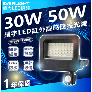 億光 EVERLIGHT LED 30W 50W 全電壓 防水IP65 紅外線感應投光燈 含稅享保固-燈后