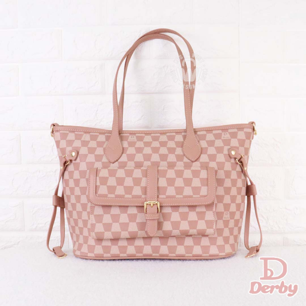 (台灣現貨)歐洲品牌Derby 草莓牛奶 斜背包 側背包 肩背包 手提包 質感女包 防水 托特包 6816