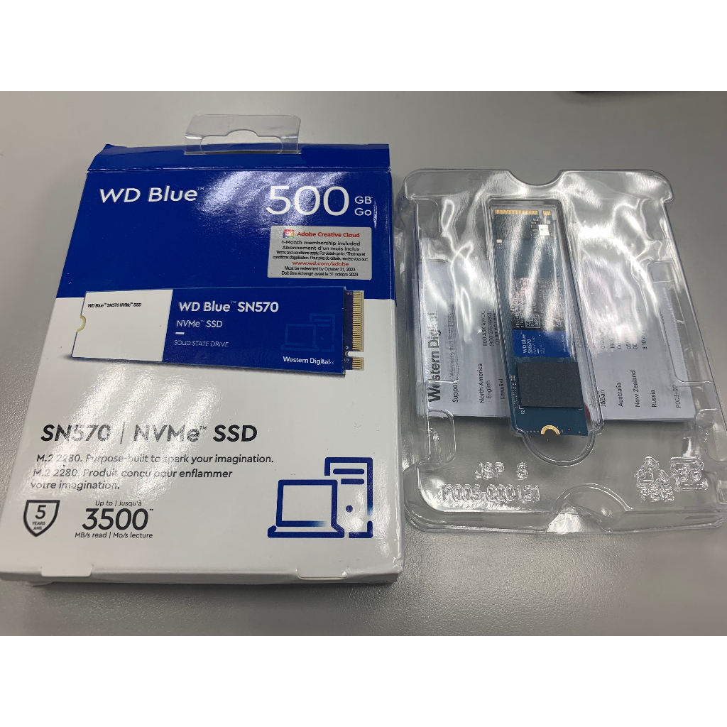 WD 藍標SN570 500GB SSD PCIe NVMe固態硬碟(WDS500G3B0C)