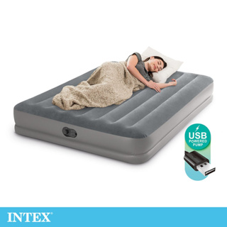 【INTEX】雙層雙人加大充氣床-寬152cm(USB電源)(內建電動幫浦) 15020380(64114)