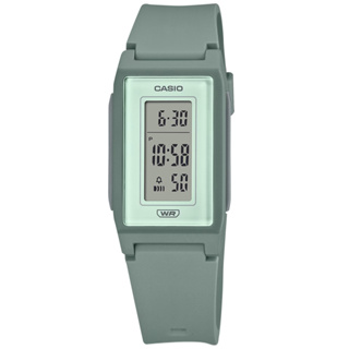 CASIO 卡西歐 環保材質 輕薄長型 LED 計時 鬧鈴 電子橡膠手錶 莫蘭迪綠色 LF-10WH-3 22mm
